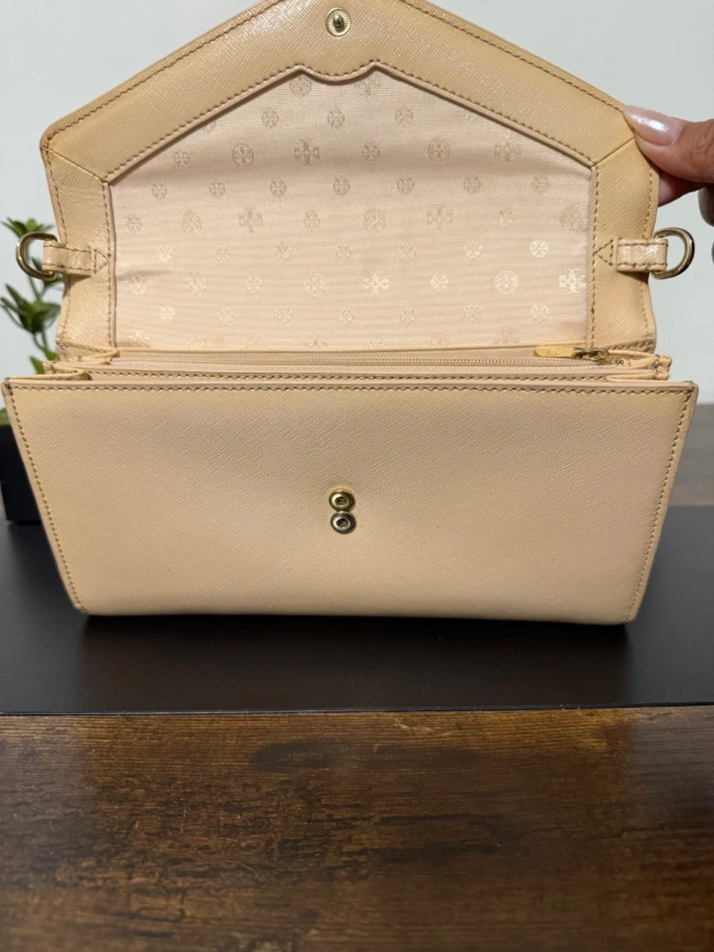 Tory Burch Beige Envelope Clutch